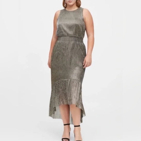 Banana Republic Metallic High-Low Dress, Gold Mix, size US 2 - Picture 12 of 12